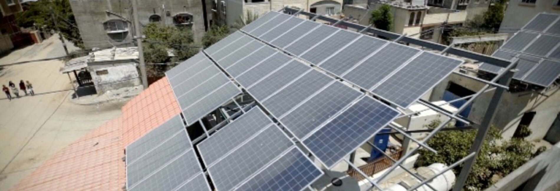 Solar panels at Al Amal desalination plant in Gaza, 31 July 2019. ©  Photo by Oxfam