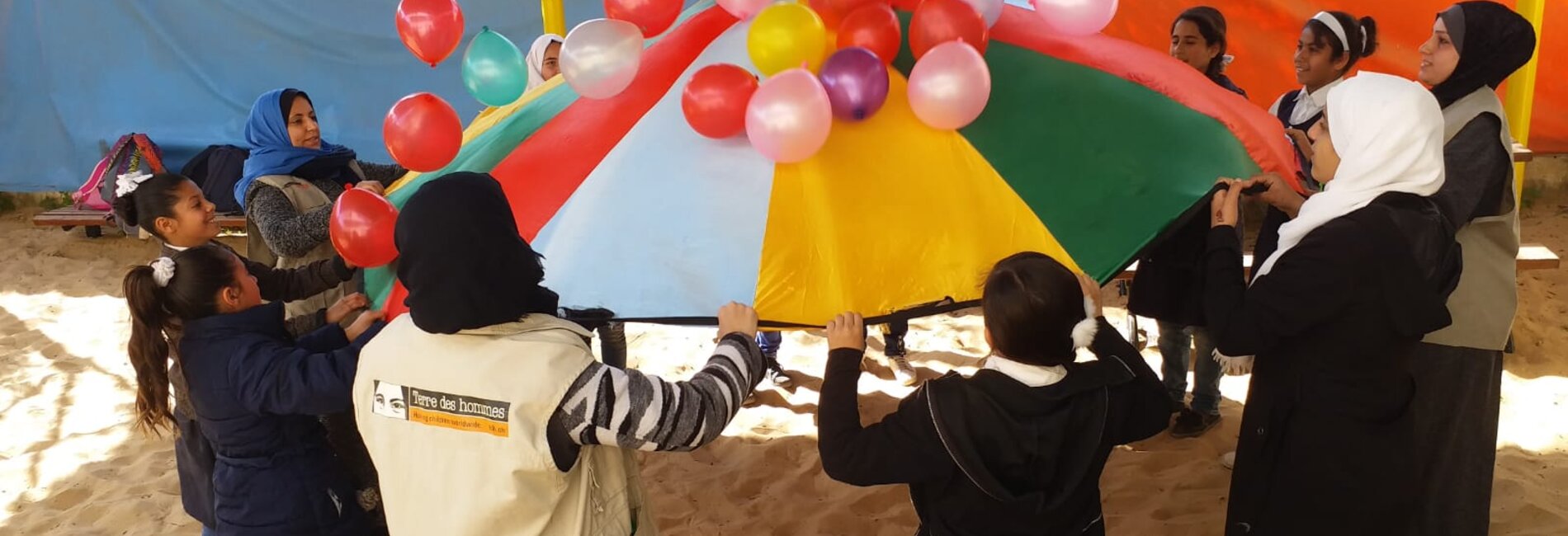 Children participating in an unstructured psychological support session, Beit Lahyia, the Gaza Strip. Photo by Terre des Hommes Lausanne