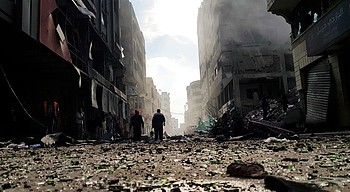 A street in Gaza city after an Israeli airstrike hit a multistory building on 13 November 2018. © Photo by Muthana El Najjar A street in Gaza city after an Israeli airstrike hit a multistory building on 13 November 2018. © Photo by Muthana El Najjar