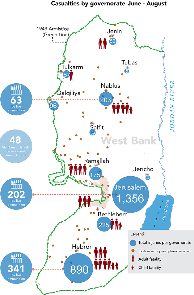 Map: Casualties by governorate, June-August 2014