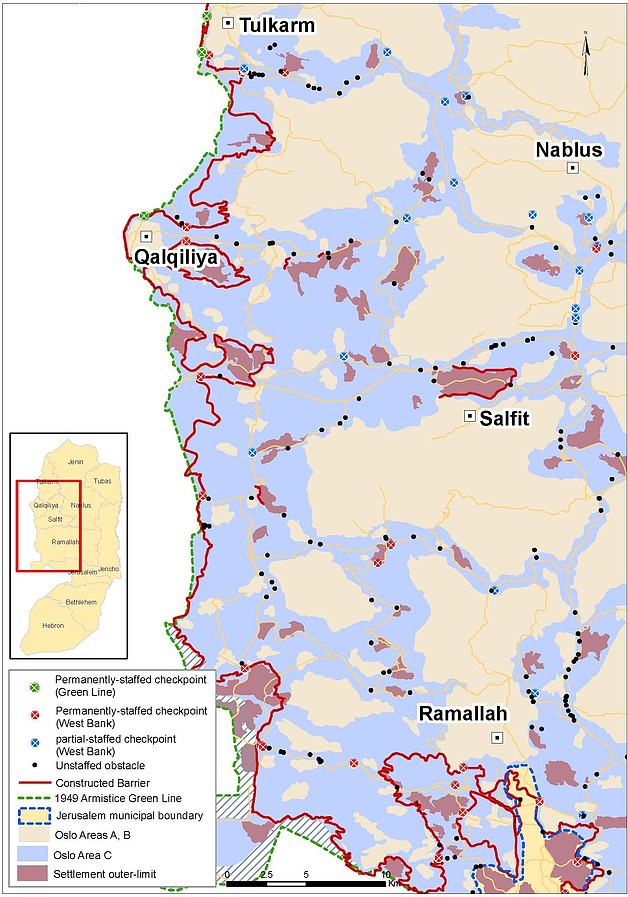 Over 700 road obstacles control Palestinian movement within the
