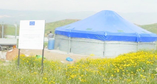 EU-funded water reservoir in Al Farisiya (Tubas), prior to its demolition on 4 July.