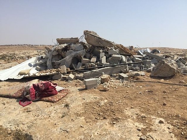 Home funded by the OPT Humanitarian Fund in Qawawis com-munity (Hebron), demolished on 3 September. Photo by OCHA