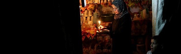 Power cut in Ash Shati refugee camp, 2014. Photo by Wisam Nassar