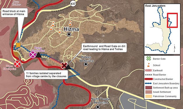 Map: Hizma closures, February 2018