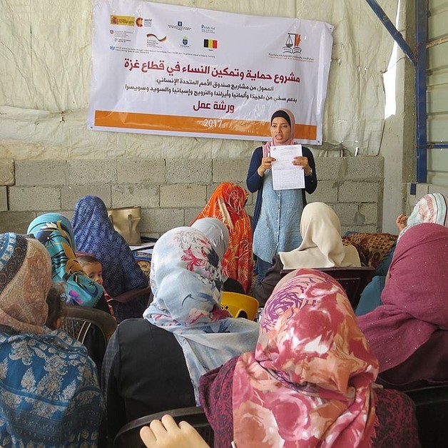 Workshop in the context of GBV organized by local NGO in Gaza in 2017. © Photo by OCHA