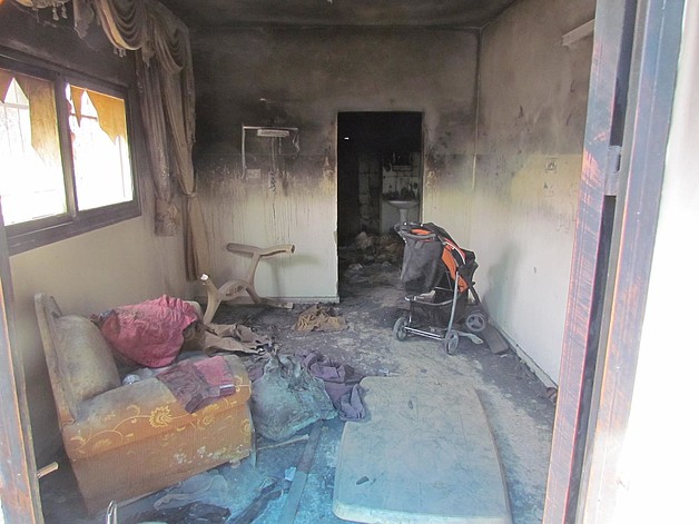  Palestinian home in Duma village (Nablus) set on fire by an Israeli settler, August 2015. © Photo by OCHA