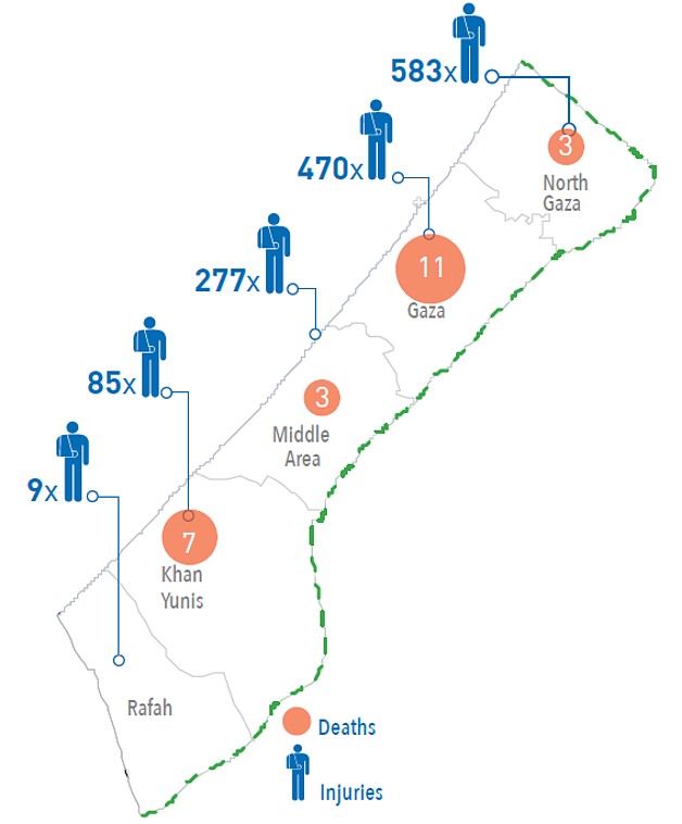 Map: casualties in Gaza