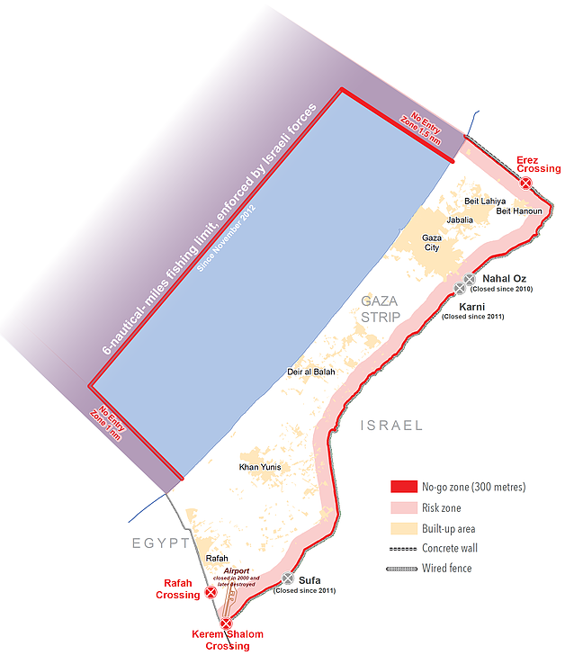 Map: Gaza Movement and access restrictions