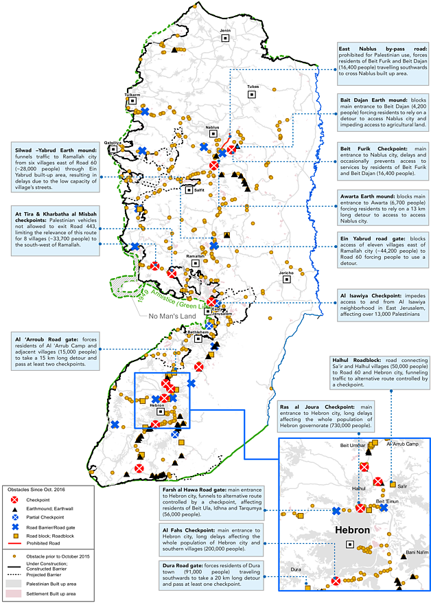 Map: Movement obstacles as of 31 December 2015 selected impacts