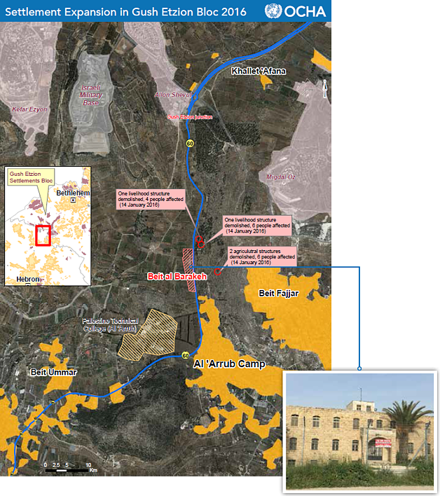 Map: Settlement expansion in Gush Etzion Bloc 2016