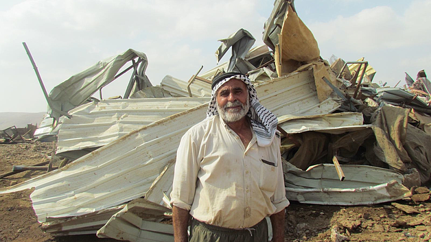 Demolition of eight structures in Al Hadidiya Bedouin community in the Jordan Valley on 11 October. Photo by OCHA