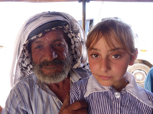 Abdul Rahim Bisharat and his daughter , al Hadidiya, Jordan Valley, May 2017. ©  Photo by OCHA.
