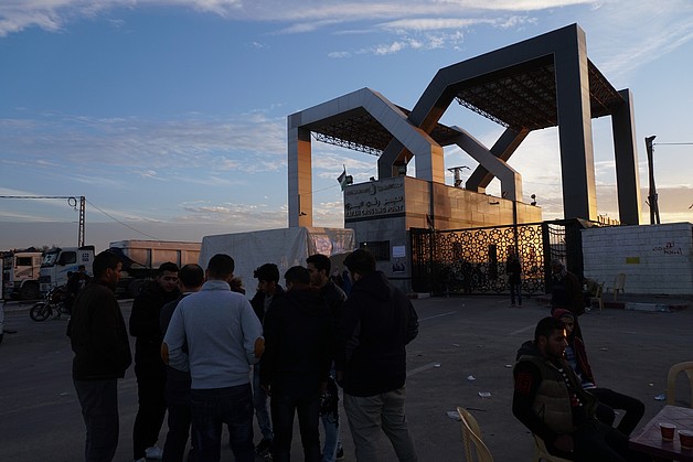 Rafah Crossing: A group of  youths in a sit-in in front of Rafah crossing,  calling for their right to travel.  11 December 2017. © Photo by OCHA