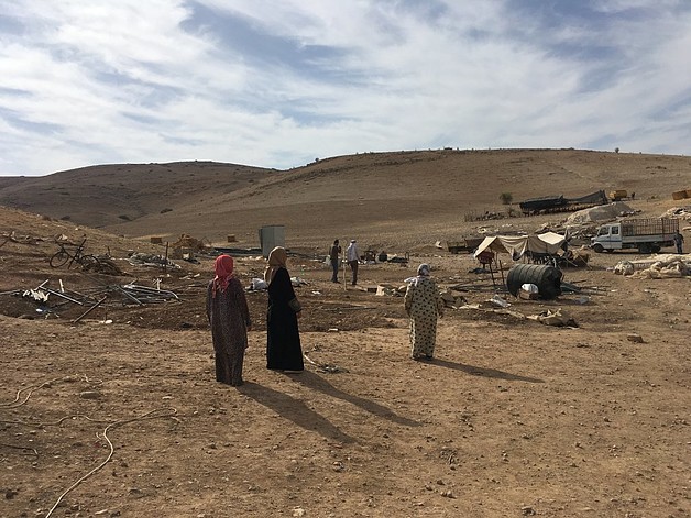 Women in Tell al Himma 15 days after demolition took place. Photo by OCHA  