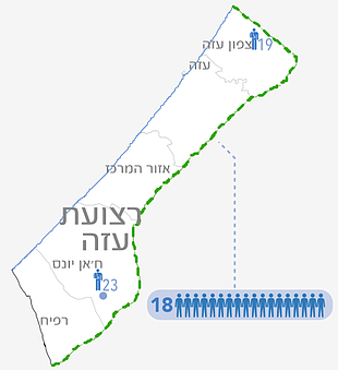 מפה: נפגעים בחודש אוקטובר 2015 בעזה