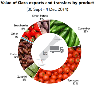 Chart: Value of Gaza exports and transfers by product
