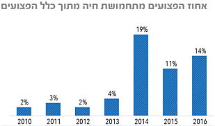 אחוז הפצועים מתחמושת חיה מתוך כלל הפצועים