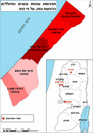 מפה: תפרוסת עופות נגועים ומדוללים ברצועת עזה, על פי נפה