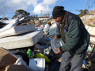 Salem from Jabal al Baba between the rubble of his demolished house , January 2017. © Photo by OCHA Salem from Jabal al Baba between the rubble of his demolished house , January 2017. © Photo by OCHA