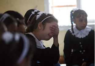 Shaima at school. Photo by UNICEF/ElBaba