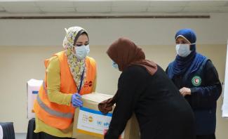 Dignity kits containing essential hygiene supplies for vulnerable women distributed by UNFPA