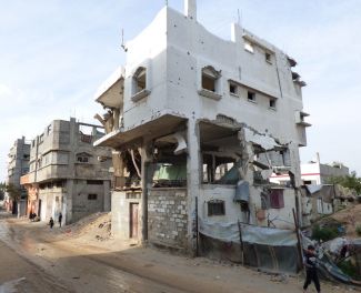Destroyed house from 2014 hostilities, Gaza. © Photo by OCHA, January 2016.