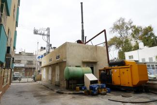 Backup generator at Ar Rantisi hospital, in Gaza, challenged due to a fuel shortage, February 2018. ©  Photo by OCHA