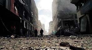 A street in Gaza city after an Israeli airstrike hit a multistory building on 13 November 2018. © Photo by Muthana El Najjar A street in Gaza city after an Israeli airstrike hit a multistory building on 13 November 2018. © Photo by Muthana El Najjar