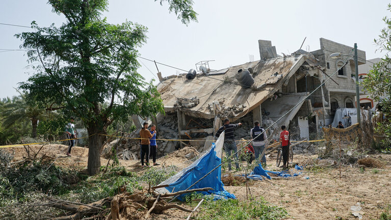 Al Basher family's home destroyed after being targeted by Israel, leaving 15 people homeless. Source: OCHA, 11 May 2023