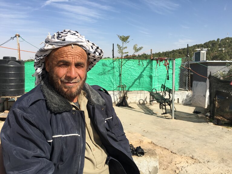 ”At night, I can’t sleep from fear of the soldiers arriving at any moment to demolish my house.” Fadel, whose home is outside the area of his village where plans have been approved. Photo by OCHA, 2021.