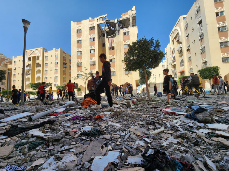 Damaged residential building in Khan Yunis, 11 May 2023. Source: Hassan Esslaieh