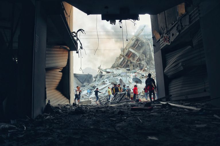 Destruction in Gaza following Israeli strike May 2021 © Photo by Mohammad Libed