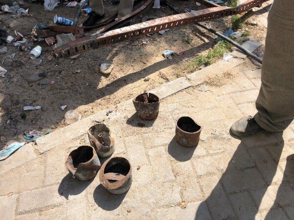 قذائف من آثار القصف لا تزال في الموقع. 7 تموز/يوليو 2021، تصوير مكتب الأمم المتحدة لتنسيق الشؤون الإنسانية
