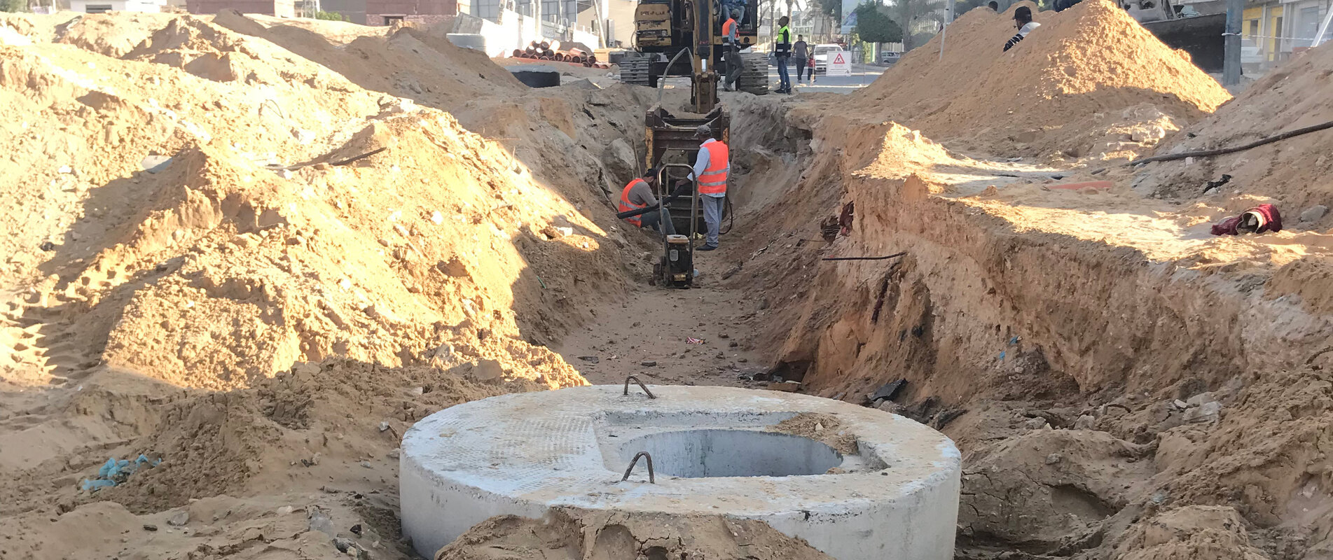 The rehabilitation of water and sewage networks in Beit Lahia, the Gaza Strip. Photo by Palestinian Environment Friends/2021