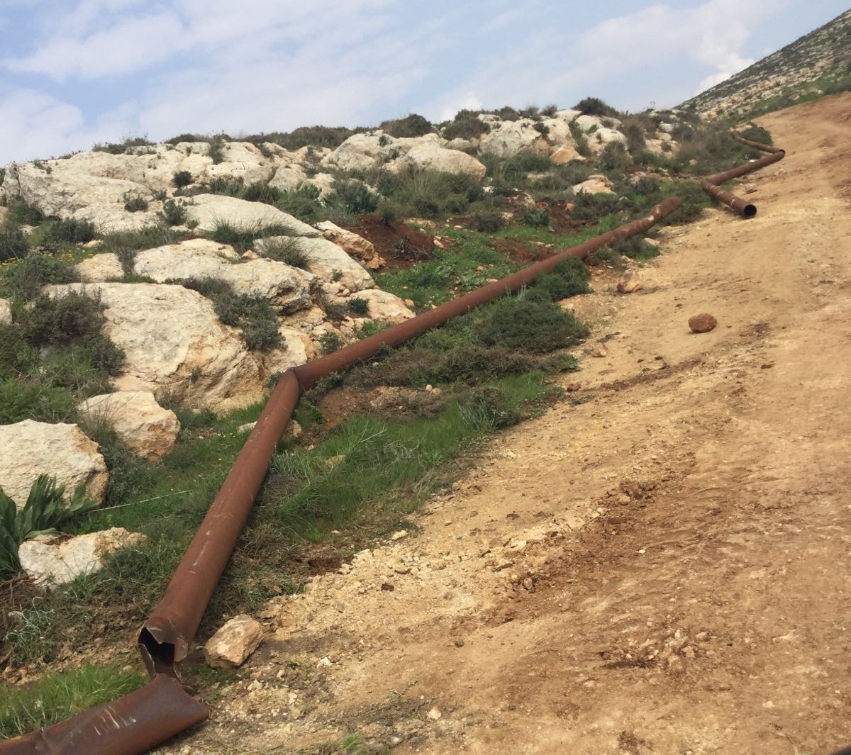 Damage to pipes, which are part of a project designed to supply water to the communities of Beit Dajan and Beit Furik (Nablus) on 17 Feburary. Photo by OCHA.