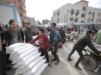 The United Nations and its humanitarian partners in Gaza work to deliver the supplies and services essential for people’s survival despite operational conditions that are nearly impossible, including heavy import restrictions, systematic denial of access to large areas, and the constant risk of coming under fire. Photo by UNRWA